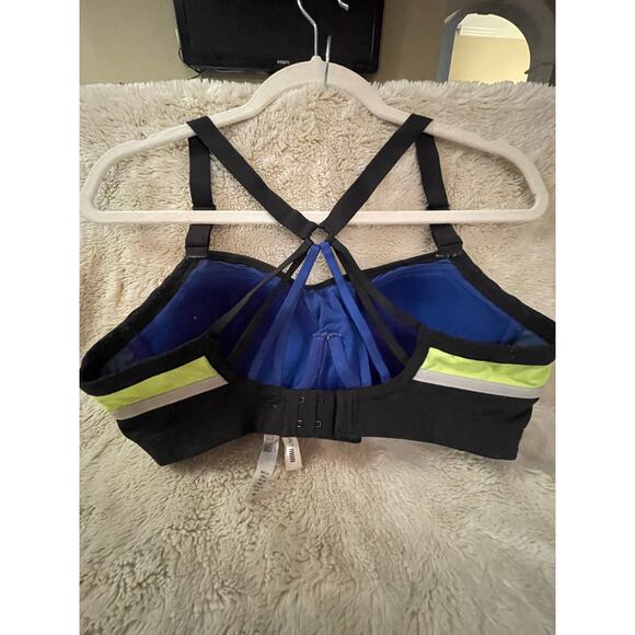 Victoria's Secret Sports Bra Blue Lime Racer Back Women's Size 34D Strappy - Picture 3 of 6